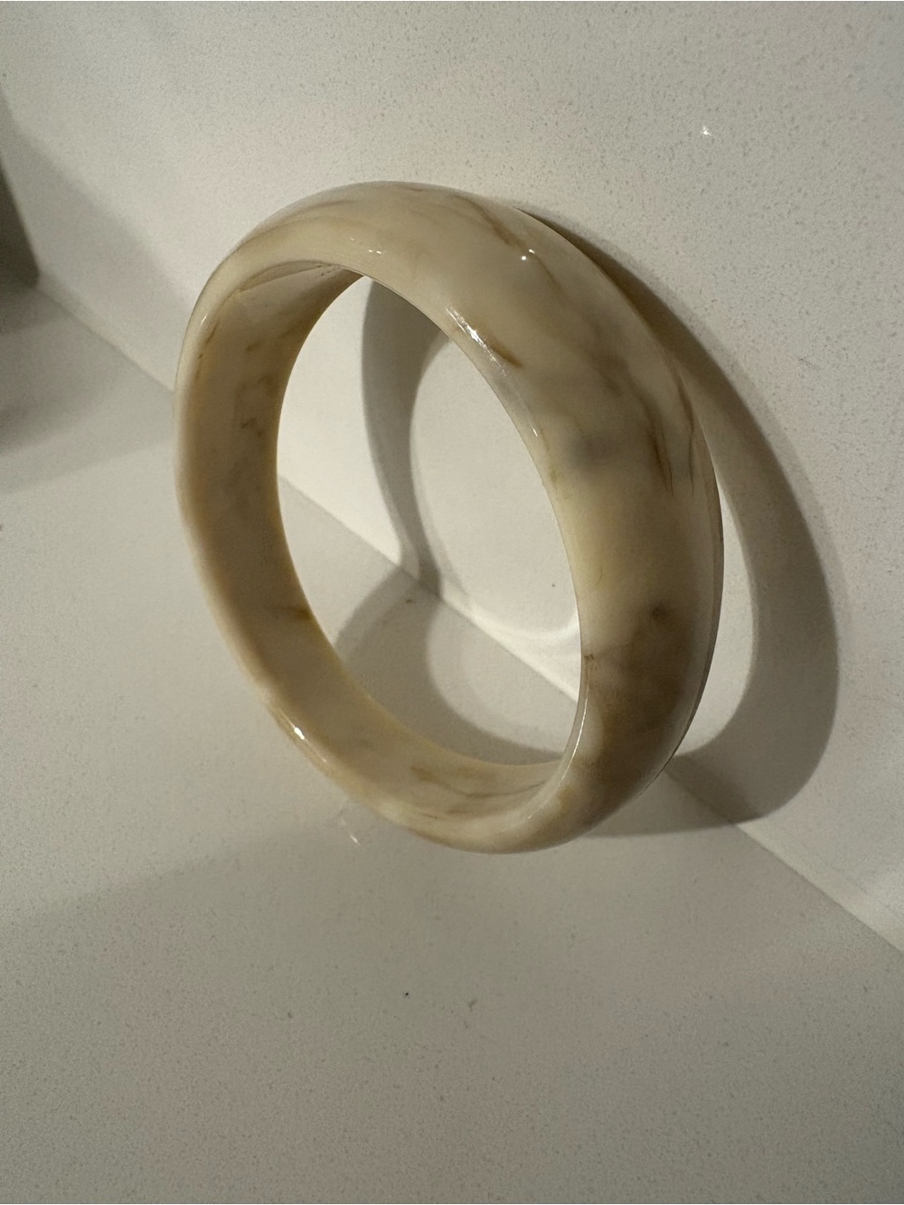 Cream Marbled Resin Bangle Bracelet